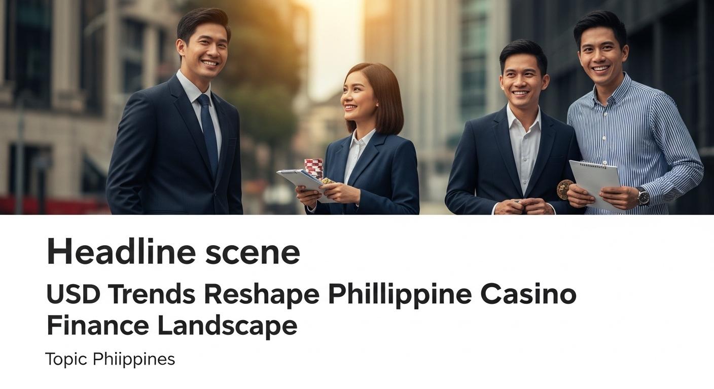 Editorial newsroom scene featuring USD and PHP currency concepts and financial charts.