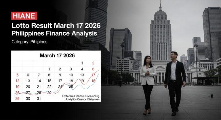 Infographic showing Philippine finance analysis around lotto results dated March 17, 2026