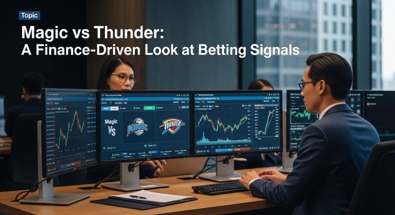 Finance team analyzes Magic vs Thunder betting signals with charts